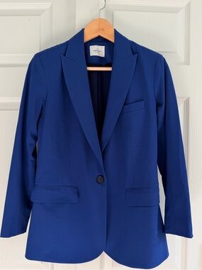 Argent‎ Women’s Size 4 Blue Wool Blend Blazer Made in USA